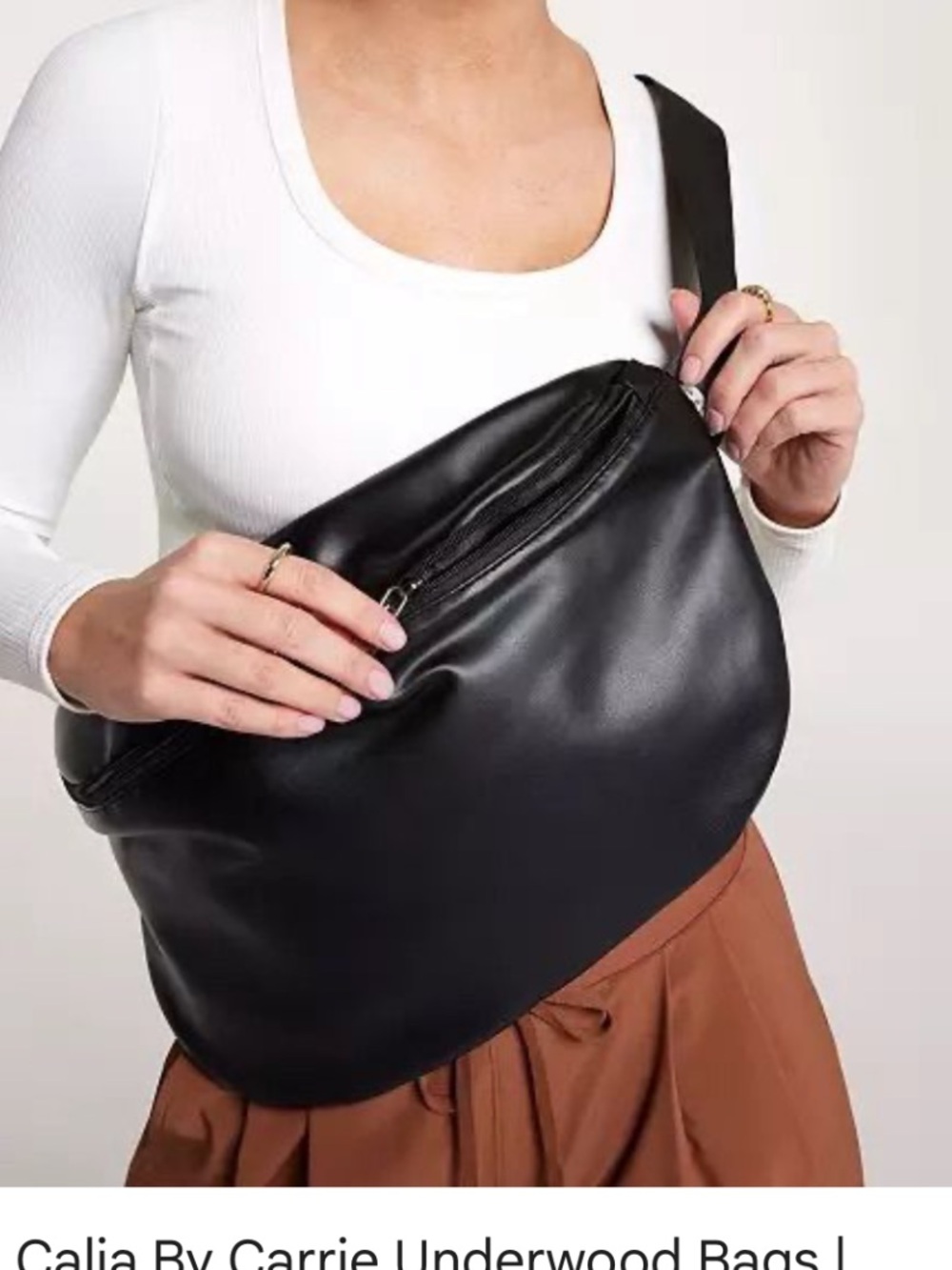 CALIA by Carrie Underwood Black Leather Crossbody Sling